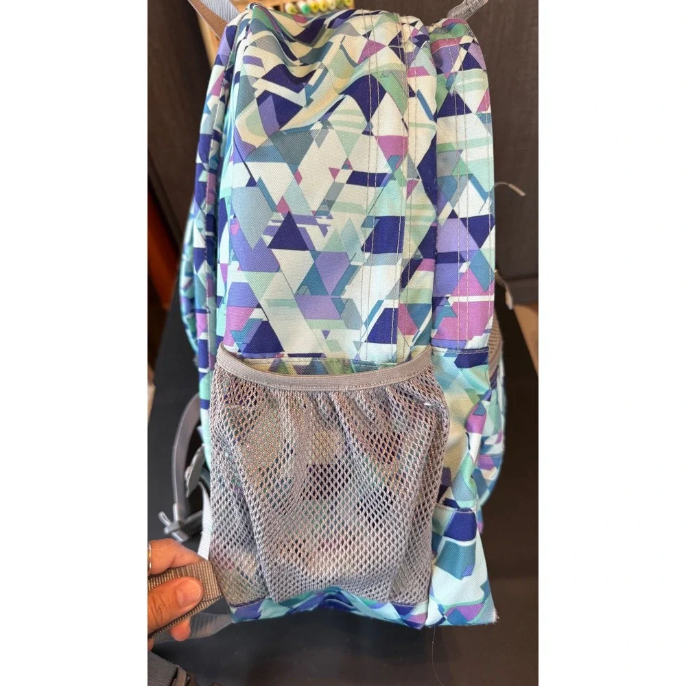 LL Bean Deluxe Book Pack Backpack Fresh Mint Prism Geometric Triangle Print 37L